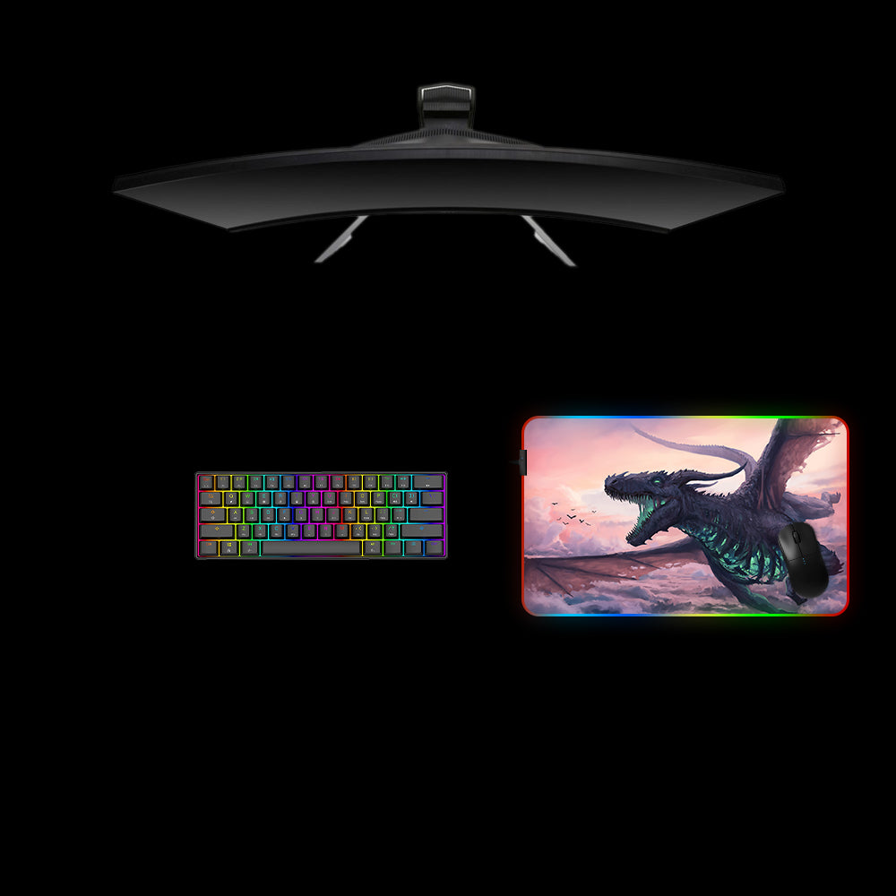 Skeletal Dragon Design Medium Size RGB Light Gamer Mouse Pad