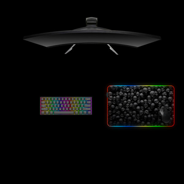 Skulls Design Medium Size RGB Light Gamer Mouse Pad, Computer Desk Mat