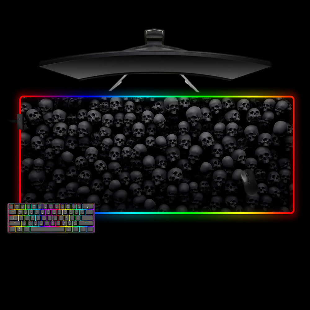 Skulls Design XXL Size RGB Light Gamer Mouse Pad, Computer Desk Mat