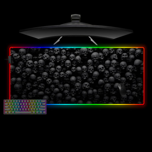 Skulls Design XXL Size RGB Light Gamer Mouse Pad, Computer Desk Mat