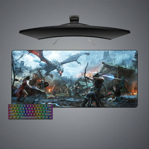 Skyrim Dragon Attack Design XXL Size Gaming Mouse Pad