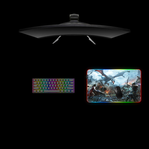 Skyrim Dragon Attack Design Medium Size RGB Lighting Gaming Mouse Pad