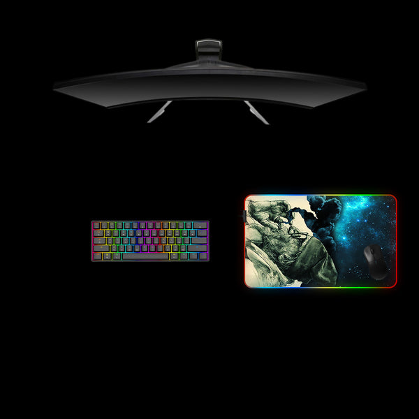 Smoker Space Design Medium Size RGB Light Gaming Mouse Pad