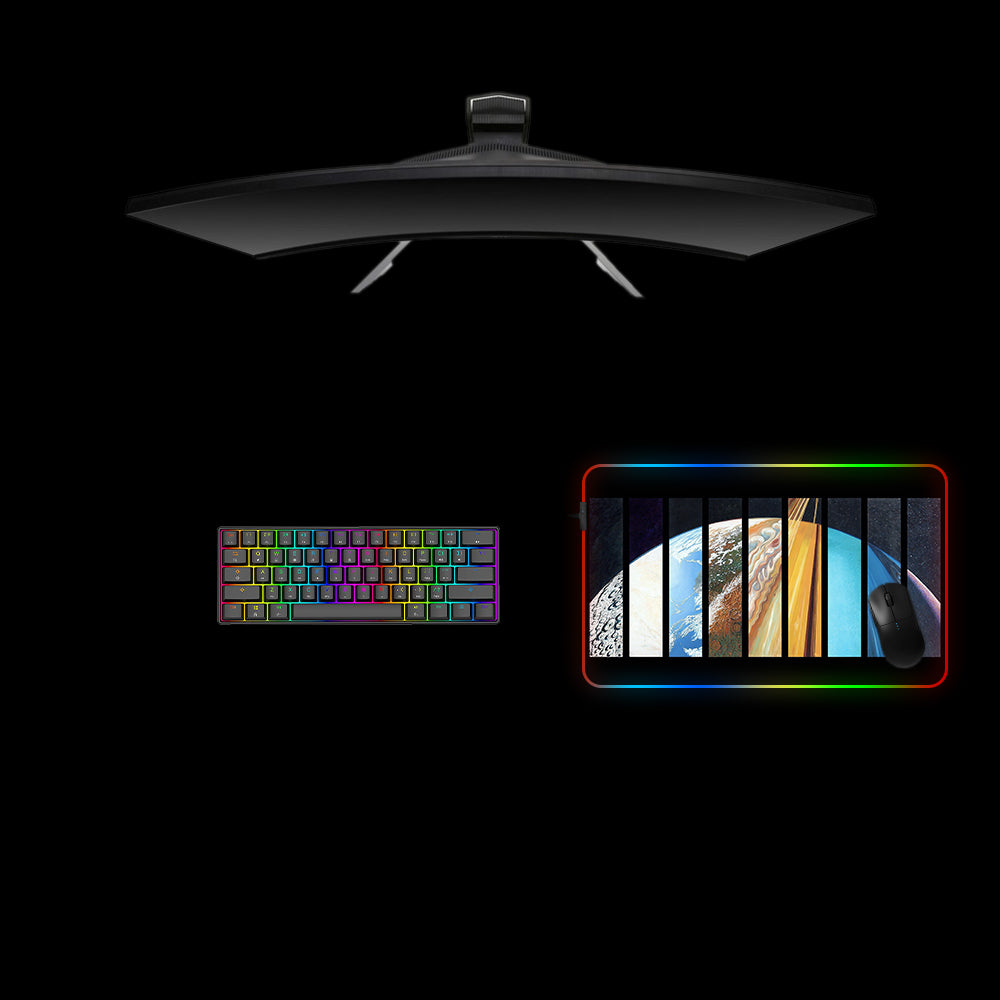 Solar System Illustration Design Medium Size RGB Light Gamer Mouse Pad
