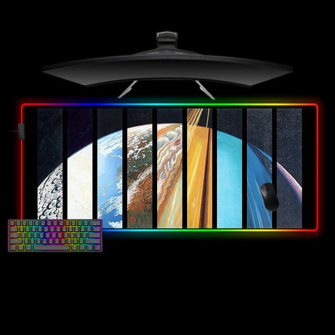 Solar System Illustration Design XXL Size RGB Light Gamer Mouse Pad
