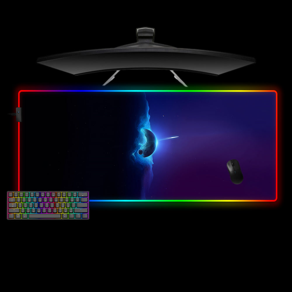 Space Light & Dark Design Large Size RGB Light Gamer Mouse Pad