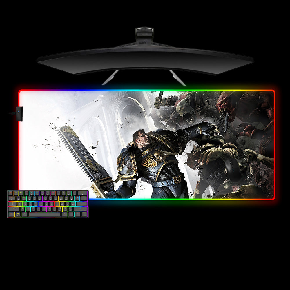 Space Marine vs. Orks Design XXL Size RGB Lit Gamer Mousepad