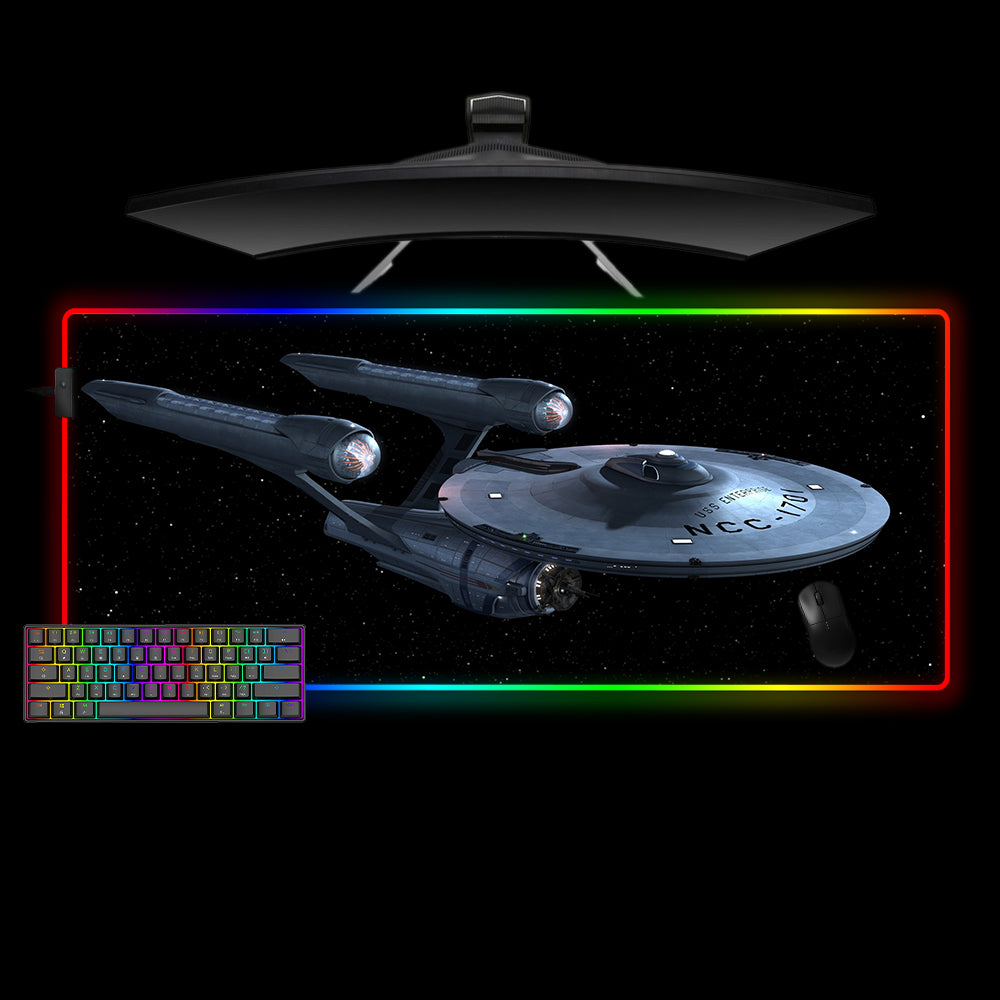 Star Trek USS Enterprise Design XL Size RGB Illuminated Gaming Mouse Pad