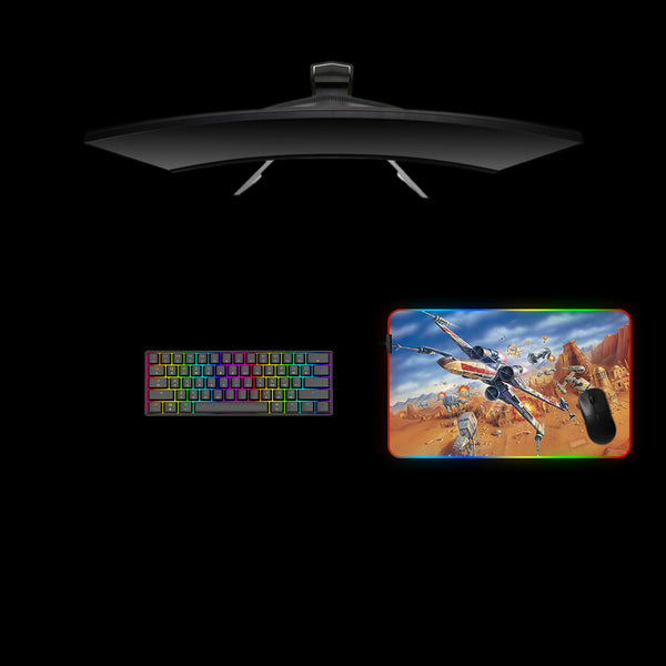 Star Wars Desert Battle Design Medium Size RGB Light Gamer Mouse Pad, Computer Desk Mat