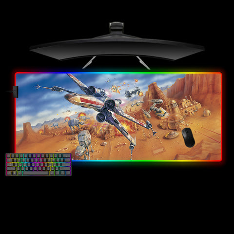 Star Wars Desert Battle Design XXL Size RGB Light Gamer Mouse Pad, Computer Desk Mat