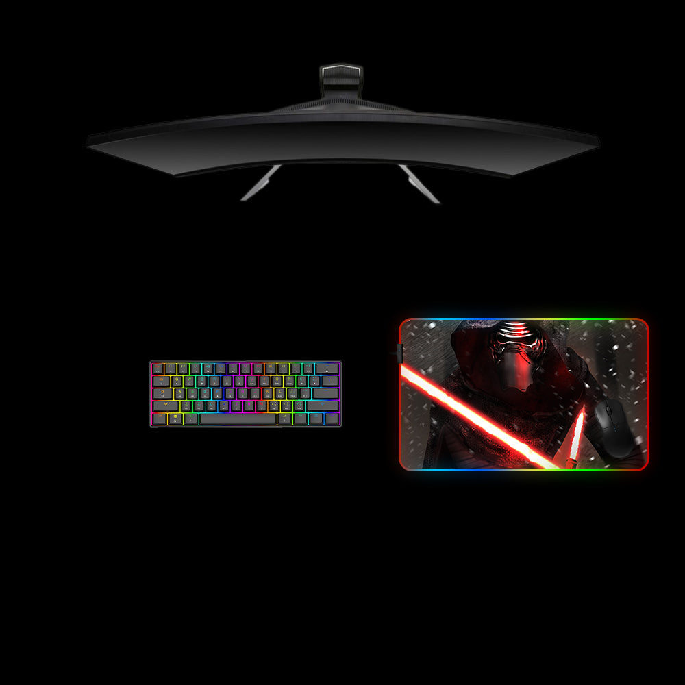 Star Wars Kylo Ren Snow Design Medium Size RGB Light Gamer Mouse Pad, Computer Desk Mat