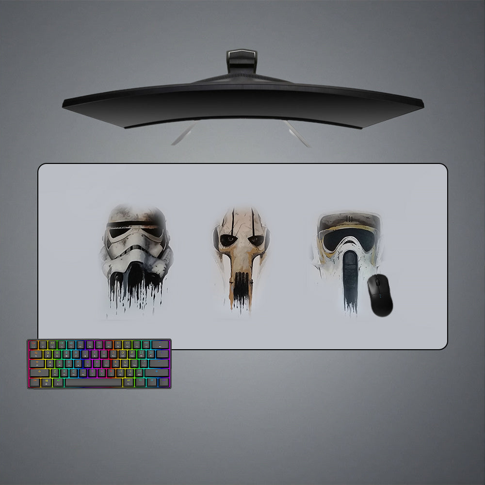 Large size gamer mouse pad with Star Wars masks printed design