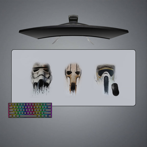 Large size gamer mouse pad with Star Wars masks printed design