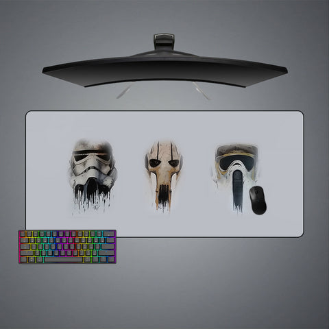 Large size gamer mouse pad with Star Wars masks printed design