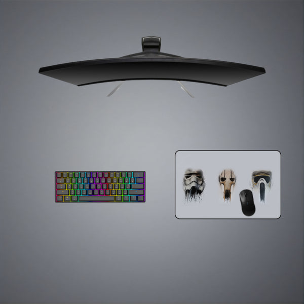 Medium size gamer mouse pad with Star Wars masks printed design