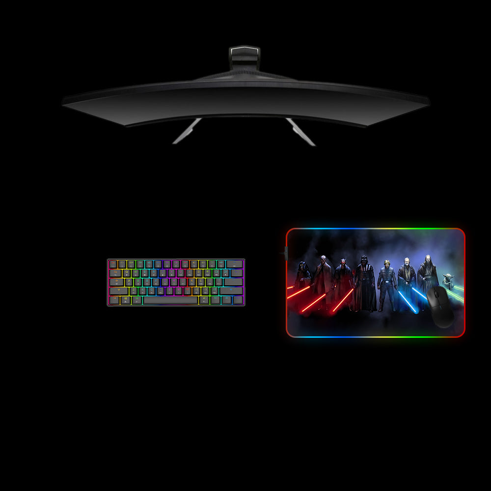 Star Wars Sith & Jedi Design Medium Size RGB Lighting Gaming Mouse Pad, Computer Desk Mat