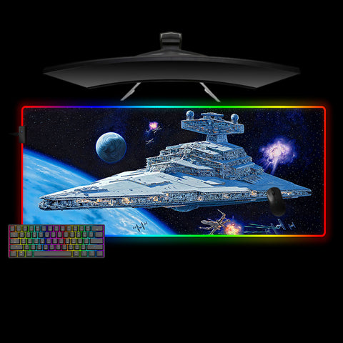 Star Wars Star Destroyer Design Large Size RGB Lit Gaming Mouse Pad, Computer Desk Mat