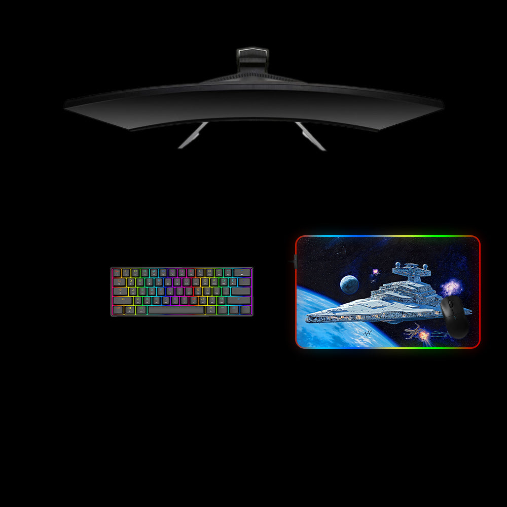 Star Wars Star Destroyer Design Medium Size RGB Lit Gaming Mouse Pad, Computer Desk Mat