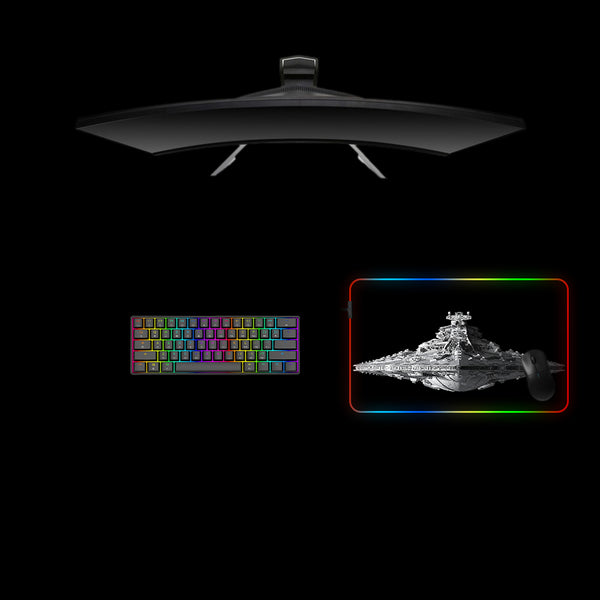 Medium Size RGB Lit Gamer Mouse Pad with Star Wars Star Destroyer Front Design