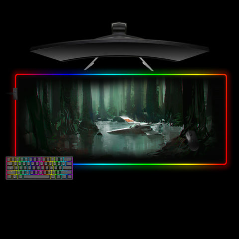Star Wars Swamp Design Large Size RGB Light Gamer Mouse Pad, Computer Desk Mat