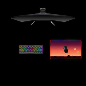 Star Wars Tatooine Design Medium Size RGB Backlit Gaming Mouse Pad, Computer Desk Mat