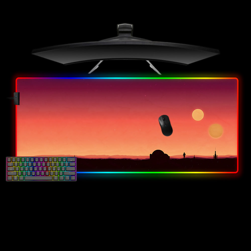 Star Wars Tatooine Design XL Size RGB Backlit Gaming Mouse Pad, Computer Desk Mat