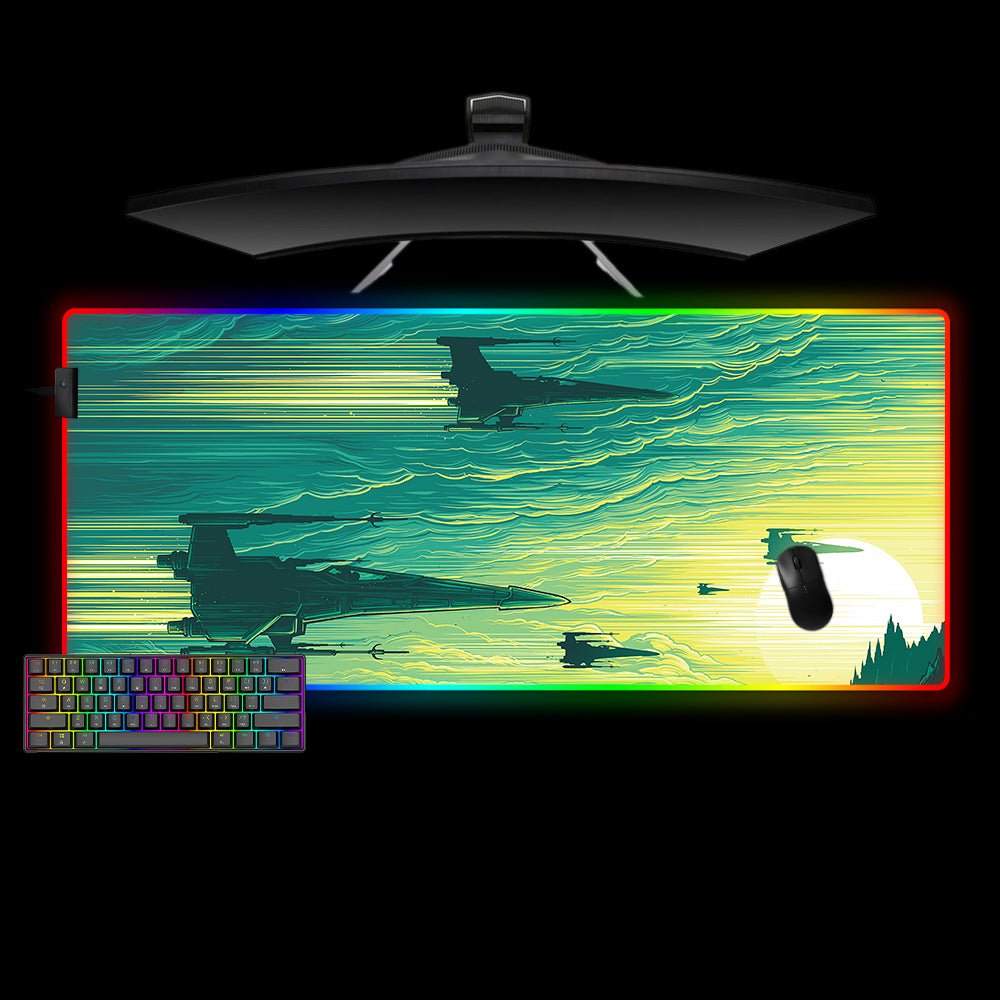 Star Wars X-Wing Art Design XXL Size RGB Light Gamer Mouse Pad, Computer Desk Mat