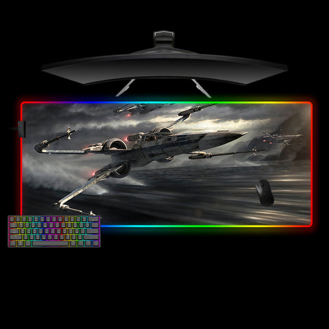 Star Wars X-Wing Design Large Size RGB Lit Gaming Mouse Pad, Computer Desk Mat