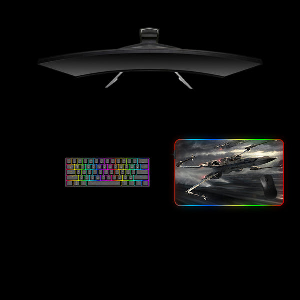 Star Wars X-Wing Design Medium Size RGB Lit Gaming Mouse Pad, Computer Desk Mat
