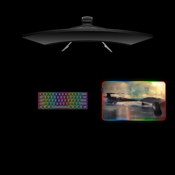Star Wars X-Wings Design Medium Size RGB Lighting Gamer Mouse Pad, Computer Desk Mat