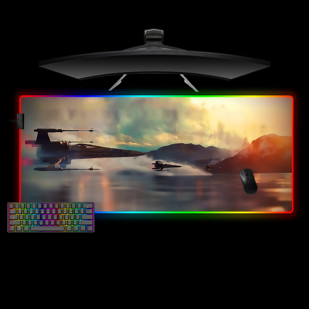 Star Wars X-Wings Design XL Size RGB Lighting Gamer Mouse Pad, Computer Desk Mat