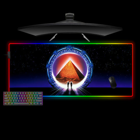 Stargate Pyramid Design XXL Size RGB Illuminated Gaming Mouse Pad, Computer Desk Mat