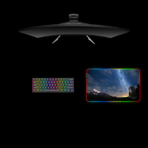 Starry Sky Design Medium Size RGB Lit Gamer Mouse Pad, Computer Desk Mat