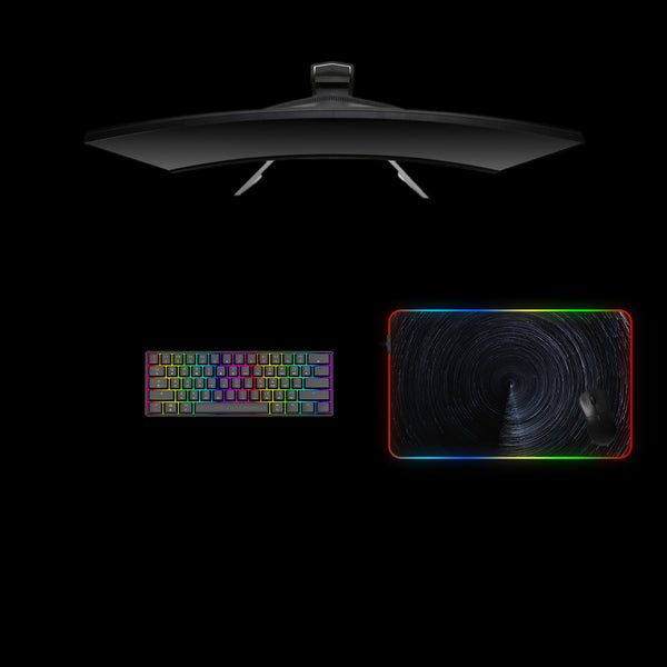 Medium size RGB lit gaming mousepad with Stars Rotation printed design
