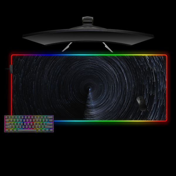 XXL size RGB lit gaming mousepad with Stars Rotation printed design