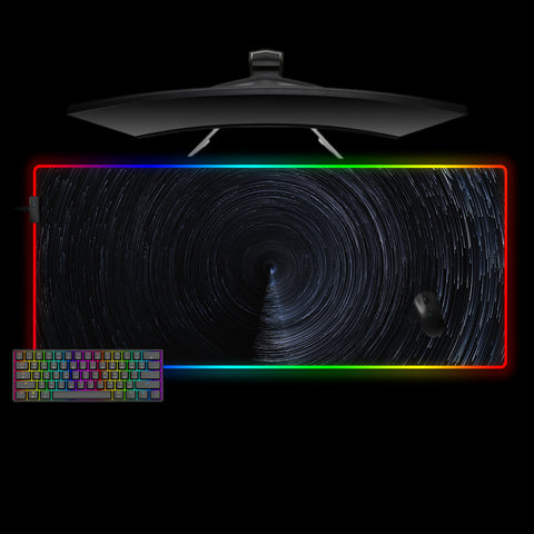 XXL size RGB lit gaming mousepad with Stars Rotation printed design
