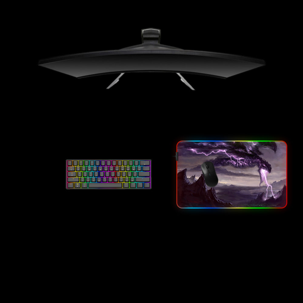 Storm Dragon Design Medium Size RGB Light Gamer Mouse Pad