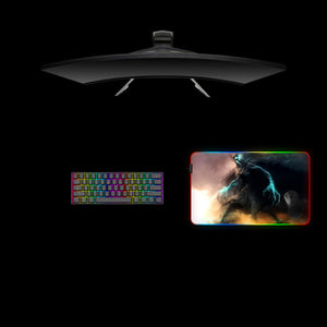 Storm Monster Design Medium Size RGB Backlit Gamer Mouse Pad, Computer Desk Mat