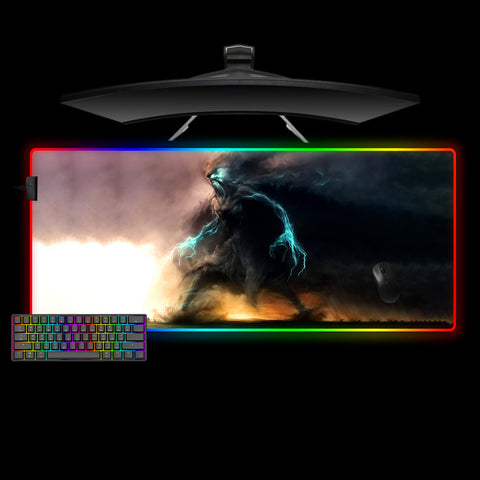 Storm Monster Design XL Size RGB Backlit Gamer Mouse Pad, Computer Desk Mat