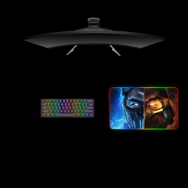 Medium size RGB lit gaming mousepad with Sub-Zero and Scorpion printed design