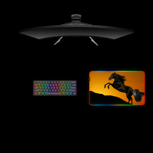 Sunrise Horse Design Medium Size RGB Lighting Gaming Mouse Pad, Computer Desk Mat