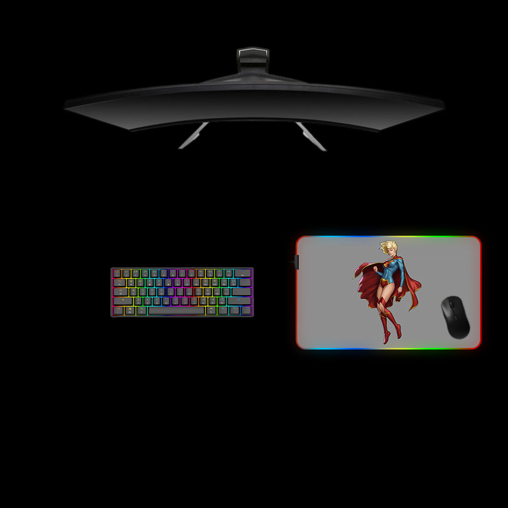 Supergirl Design Medium Size RGB Illuminated Gaming Mouse Pad