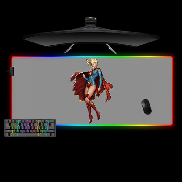 Supergirl Design XXL Size RGB Illuminated Gaming Mouse Pad