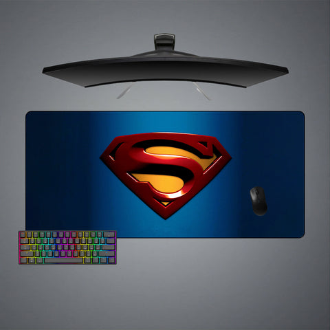 Superman Cartoon Style Logo Design XXL Size Gamer Mouse Pad, Computer Desk Mat