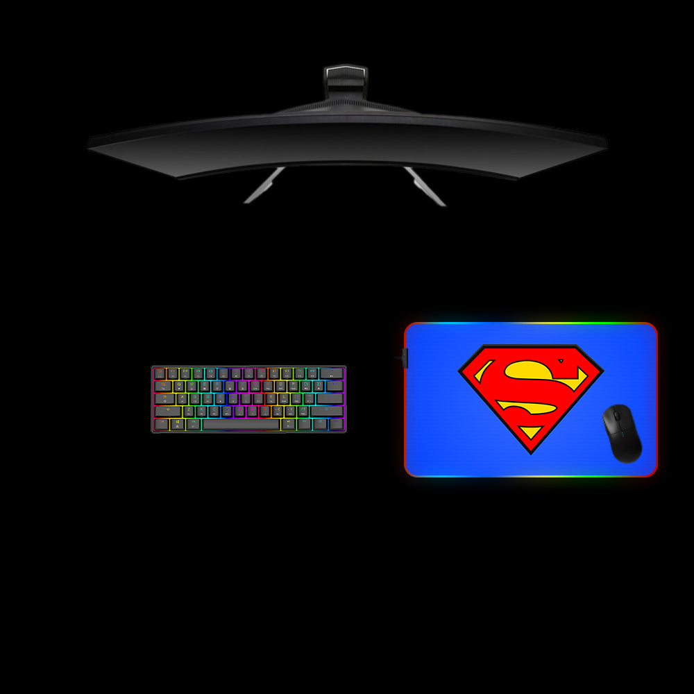 Superman Logo Design Medium Size RGB Backlit Gaming Mouse Pad, Computer Desk Mat