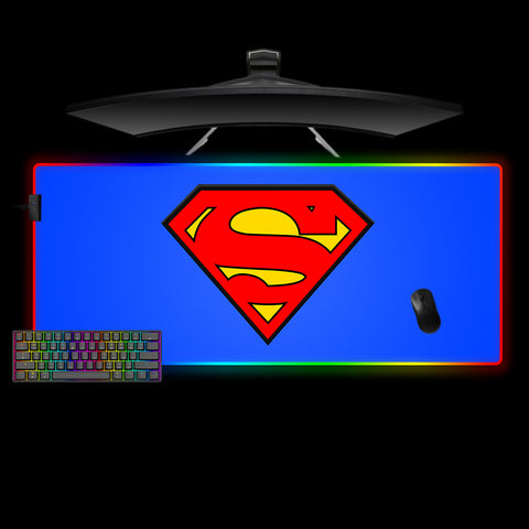 Superman Logo Design XL Size RGB Backlit Gaming Mouse Pad, Computer Desk Mat