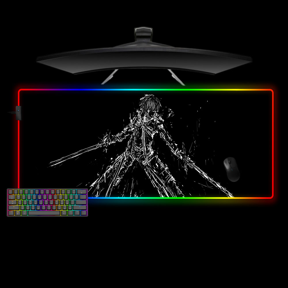 Sword Art Online Character Drawing Design XL Size RGB Lights Gaming Mouse Pad, Computer Desk Mat
