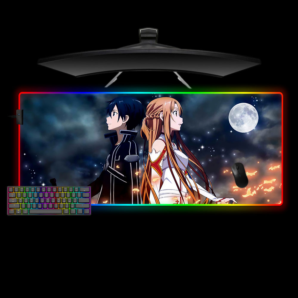 Sword Art Online Moon Design XL Size RGB Gaming Mouse Pad, Computer Desk Mat