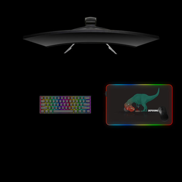 T-Rex Bomb Defuse Design Medium Size RGB Lit Gamer Mouse Pad