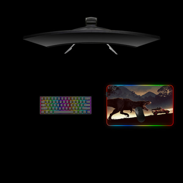 T-Rex Chase Design Medium Size RGB Lights Gamer Mouse Pad